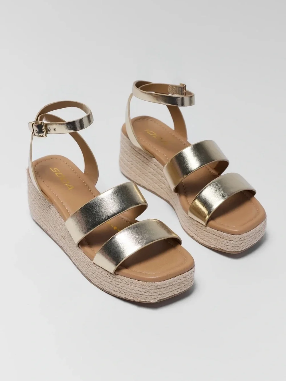 Gold Metallic Wedge Sandals -